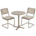 Aluminium Gartenmöbel-Set Runde Tisch mit 2 Stühlen Beige