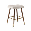 Barhocker mit Polyesterbezug, Walnussholz und Messingdetails