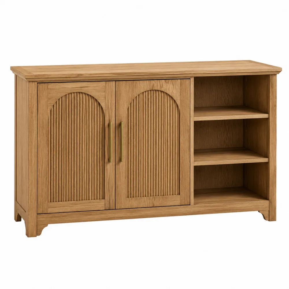 Eiche Holz Sideboard mit Türen und Regalen 120x35x80cm
