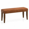 Kunstlederbank Braun mit Holzbeinen 110x40x45 cm