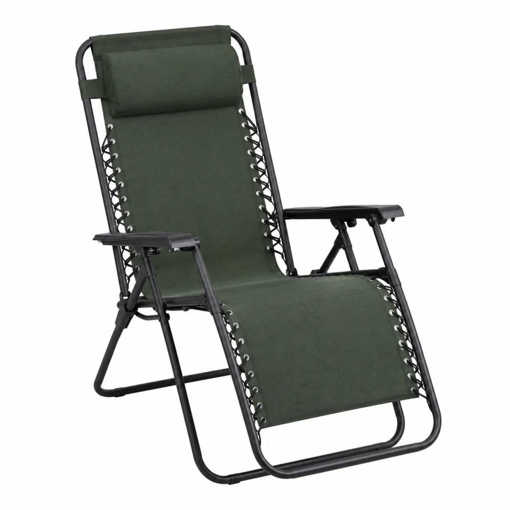 Klappbare Gartenliege aus Stahl und Polyester, verstellbar, dunkelgrün