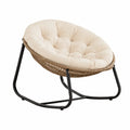 Runder Stahlrahmenstuhl mit Synthetischem Rattan in Beige