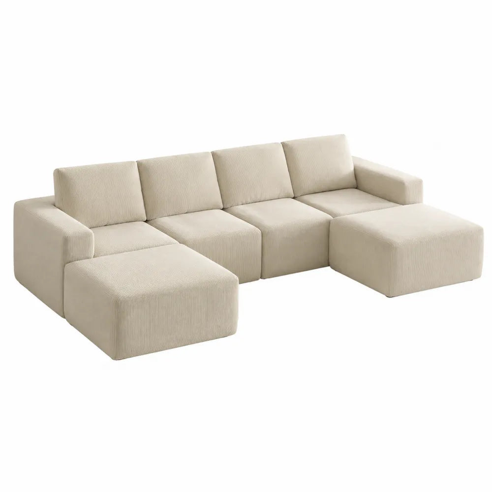Modulares Sofa Cord Beige 300x220 cm
