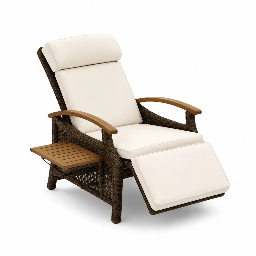 Gartenliegestuhl aus Rattan und Aluminium Braun Beige
