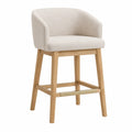 Barhocker mit Polyesterstoff und Eichenrahmen in Beige