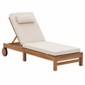 Gartenliege aus Teakholz mit Polyesterkissen, verstellbar, Naturholz/Beige