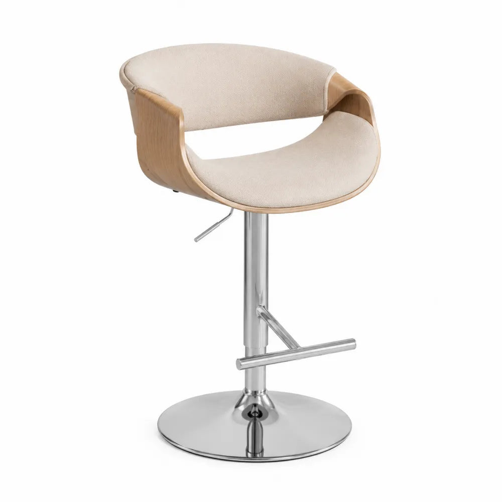 Barhocker höhenverstellbar Beige Holz Metall