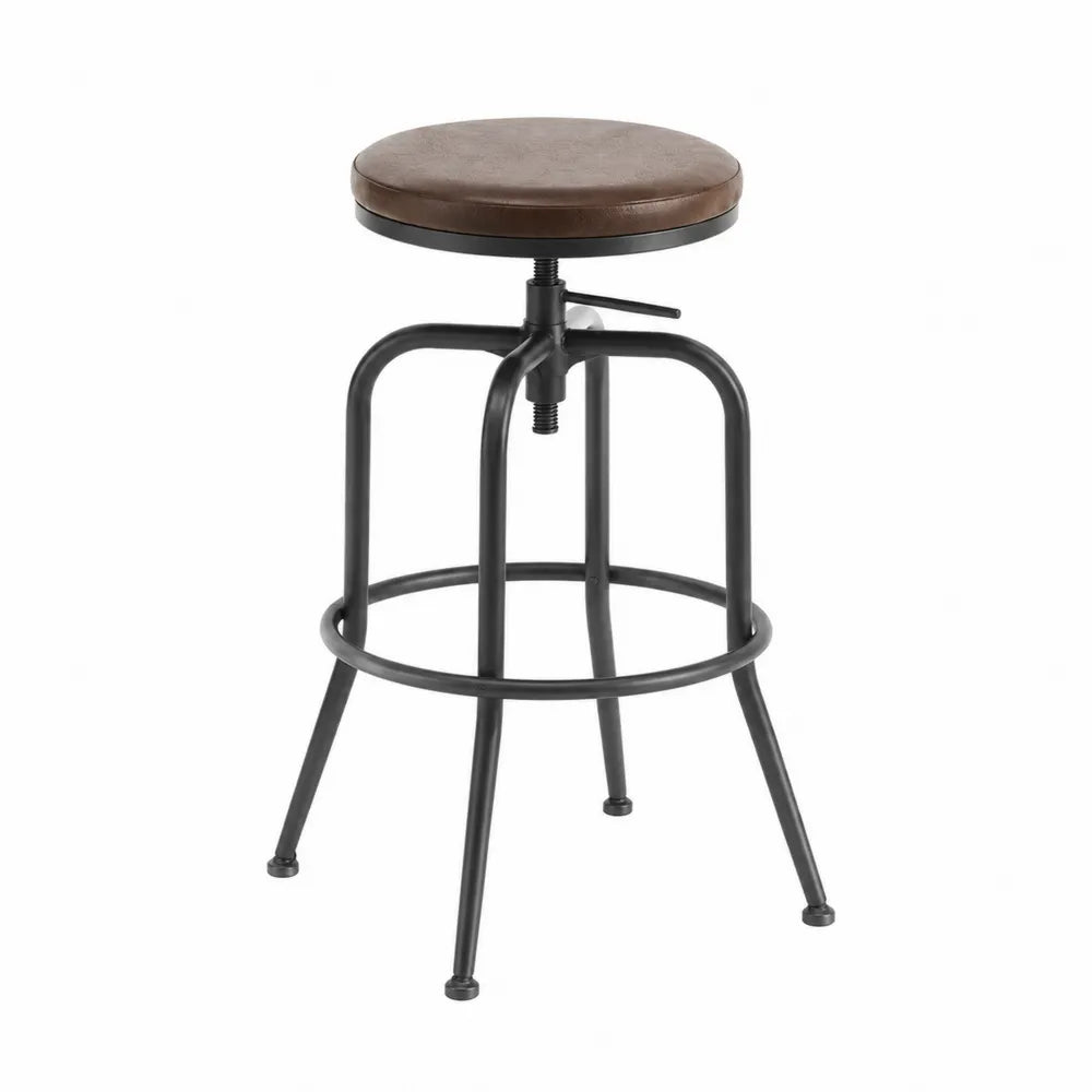 Höhenverstellbarer Barhocker Metall PU-Leder Braun