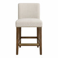 Barhocker aus Leinen mit Holzgestell Beige