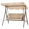 Gartenschaukel mit Stahlrahmen und Polyesterdach Beige 180x120x164 cm