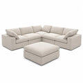 Ecksofa Set Beige Kordstoff L-förmig 300x240x90cm