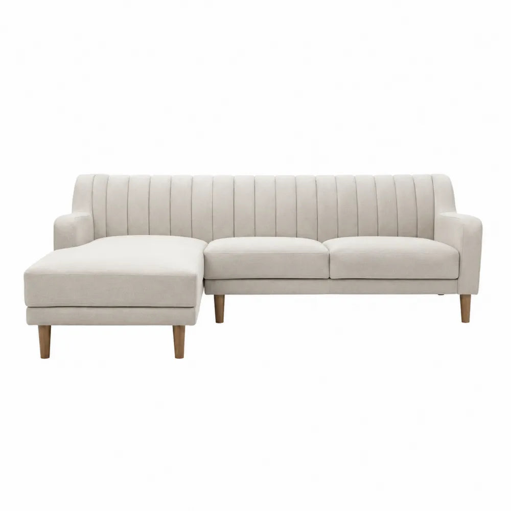 Ecksofa aus Polyester mit Eichenbeinen Beige 300cm
