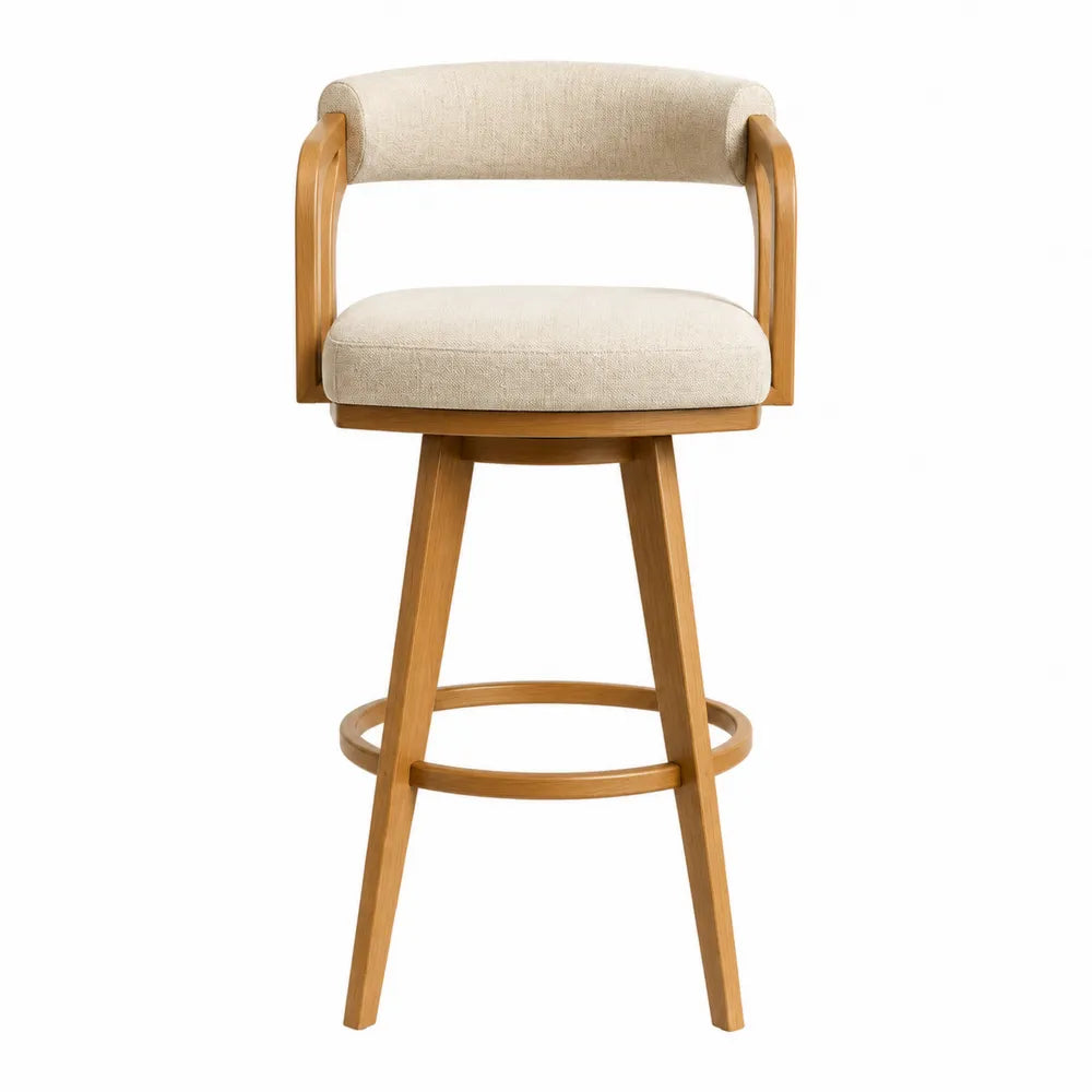 Barhocker mit Rücklehne Massivholz Beige 105cm
