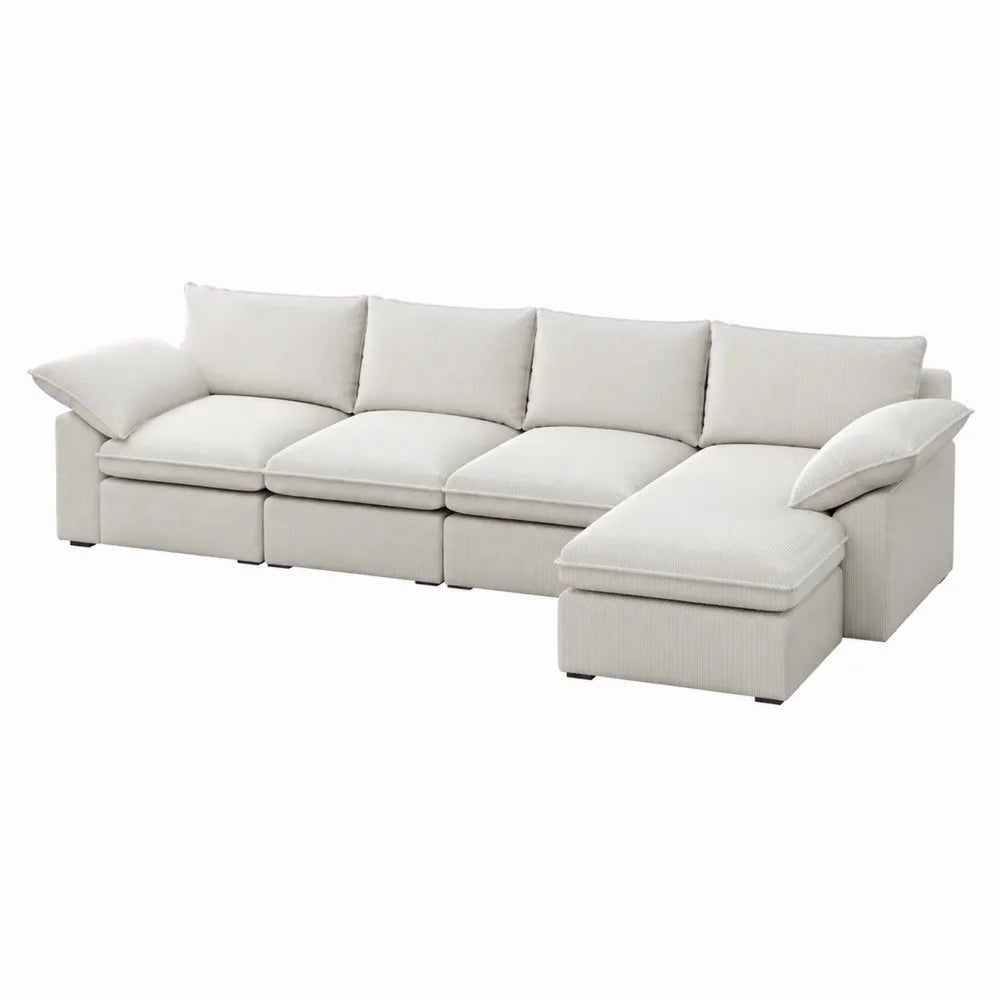 Modulares Ecksofa Beige 5-teilig Cordgewebe 350 cm