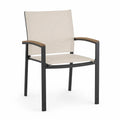 Gartenstuhl Aluminium Textilene Teakholz Beige/Schwarz