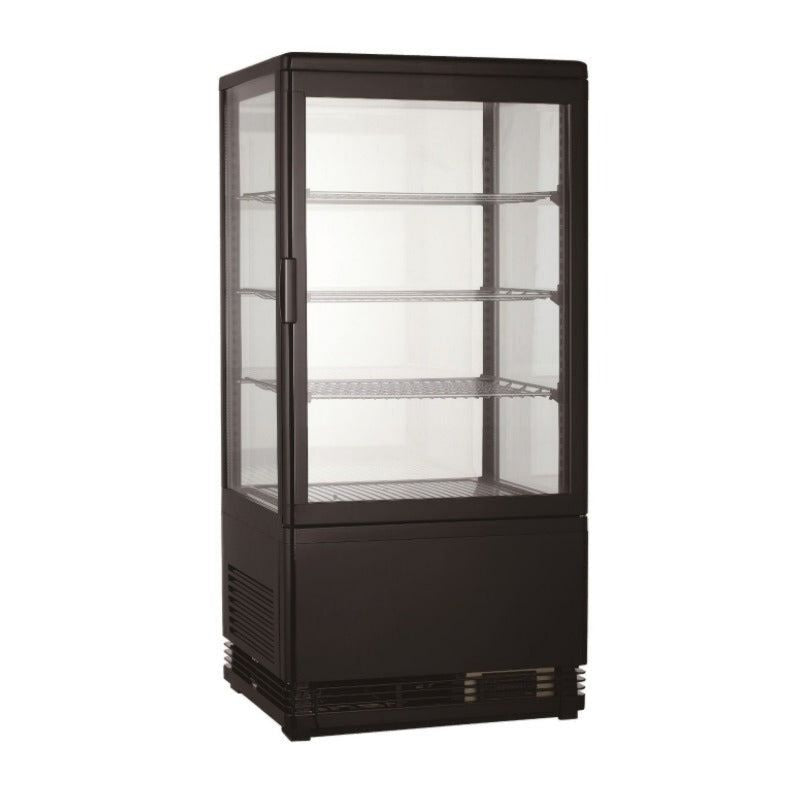 Kühlvitrine Schwarz, 68 Liter, Umluftkühlung, 68 L Bruttovolumen, 428 × 386 × 885 mm B × T × H