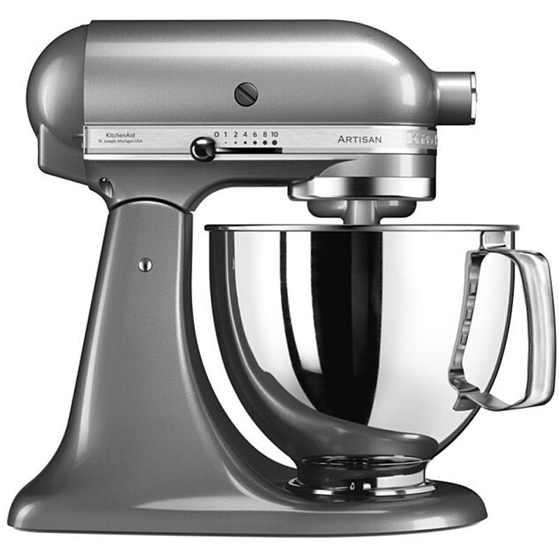 KitchenAid Küchenmaschine 5KSM125ECU Artisan Kontur-Silber, 300 Watt Leistung, Maße H x B x T : 36 x 24 x 37 cm