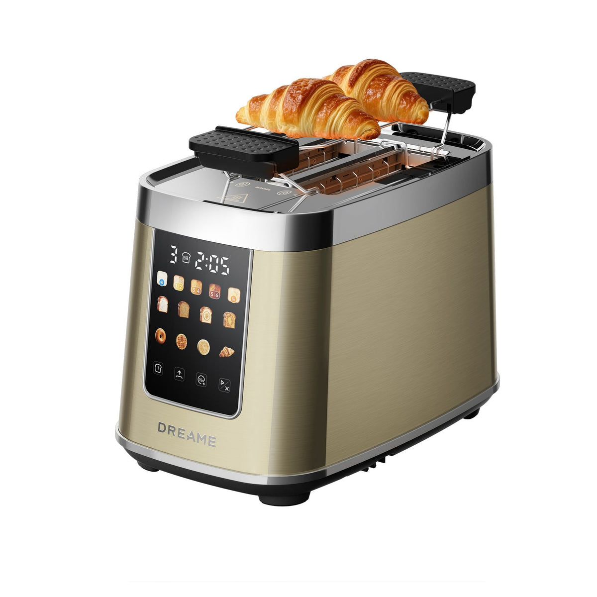 Dreame ToastControl Smart Toaster in Gold mit 5,3-Zoll-Touchscreen, acht Brotprogrammen und sechs Bräunungsstufen