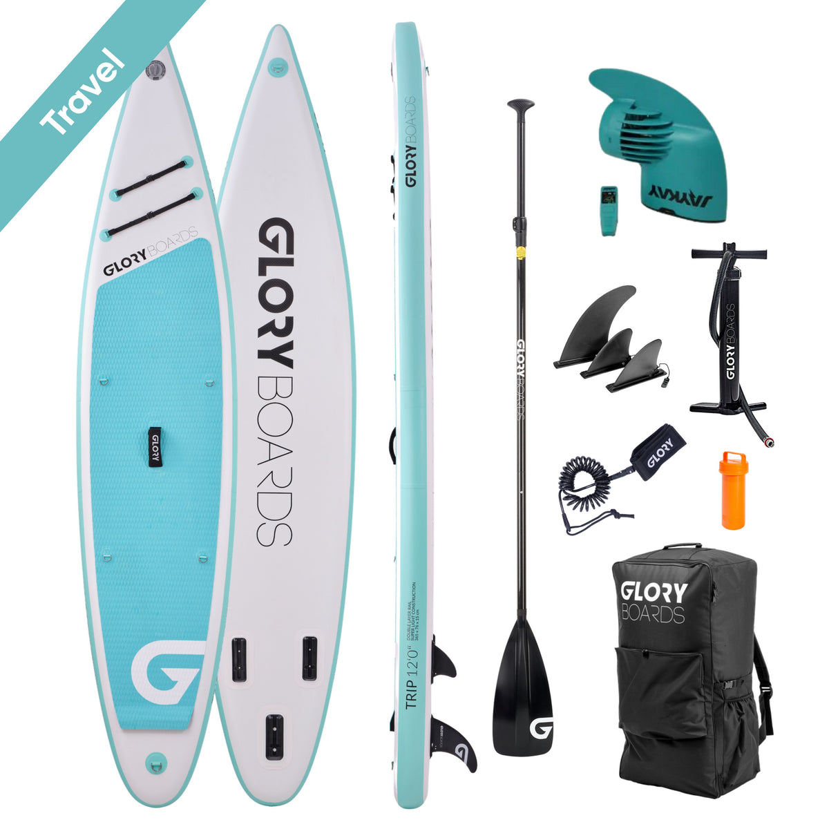 JayKay SUP-Set GLORY BOARDS TRIP Mint mit JAYKAY e-Finne 2.0, Touring-Board-Bundle