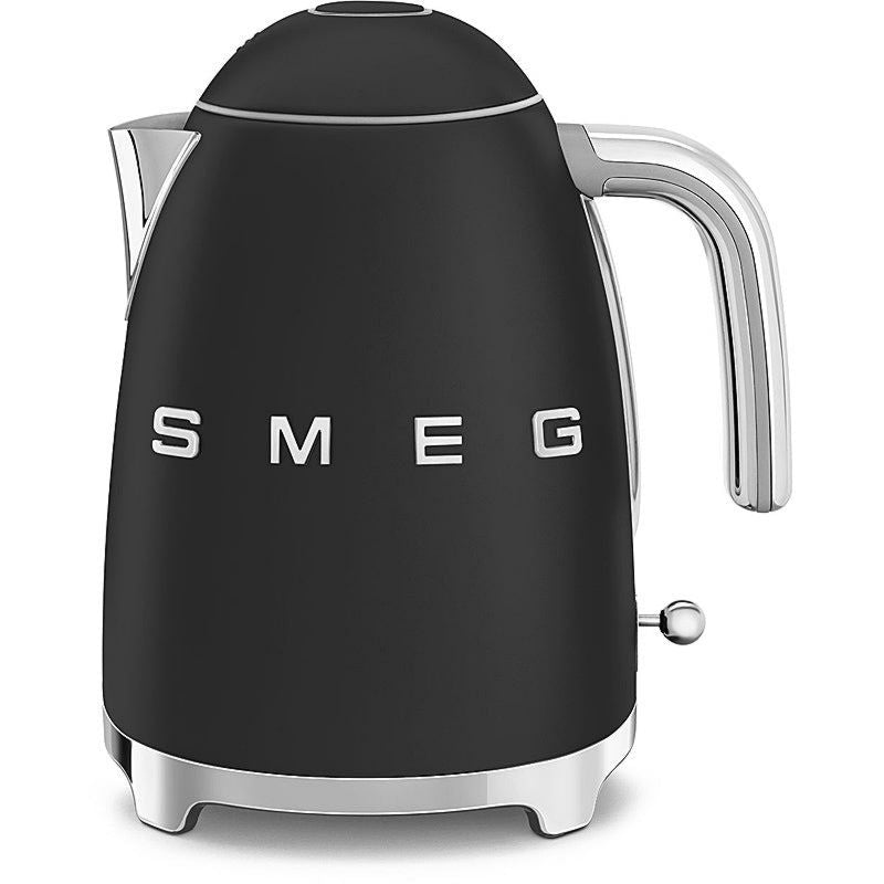 Smeg Wasserkocher KLF03BLMEU Schwarz Matt, 1,7 L Fassungsvermögen, 2.400 W Leistung, Edelstahl, Maße H×B×T : 24,8 × 22,3 × 17,1 cm