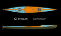Kingfisher Sit-on-Top-Kajak mit Heckruder, Multisport-Layup in Teal, Orange und Sichtcarbon