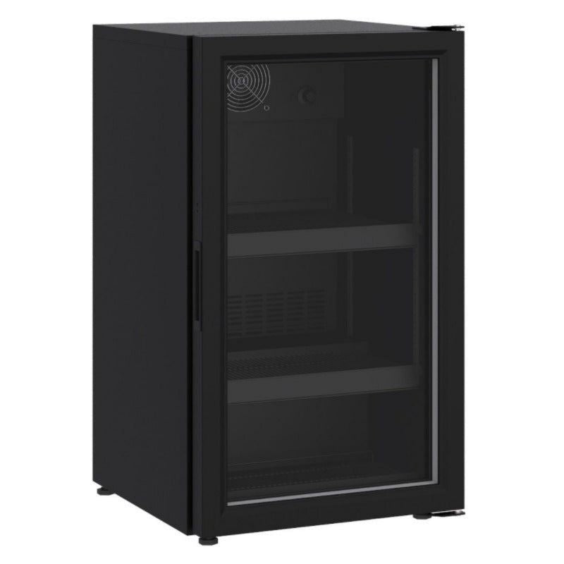 Kühlschrank Tischkühlschrank mit Glastür, Schwarz, Umluftkühlung