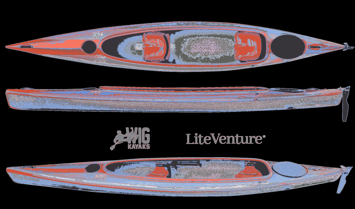 WIG Kayaks Kajak Tourist Open Tandem Carbon/Kevlar Layup, Orange/Grau