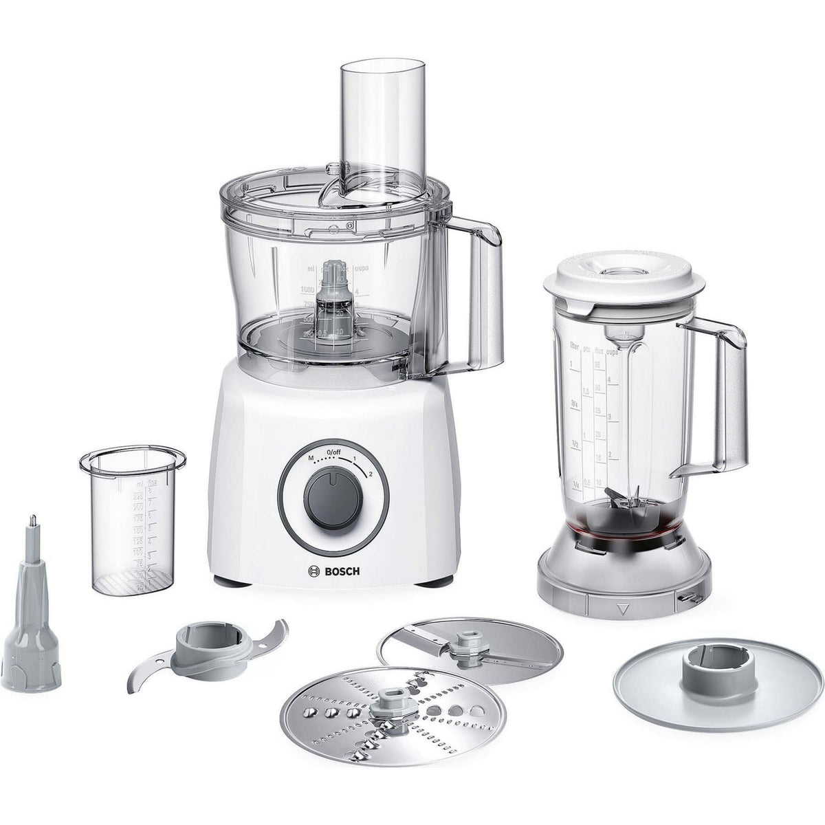 Bosch Zerkleinerer SDA – Küchenmaschine MCM3200W ws/rt Foodprocessor, Edelstahl, Fassungsvermögen Mehl 0,8 kg