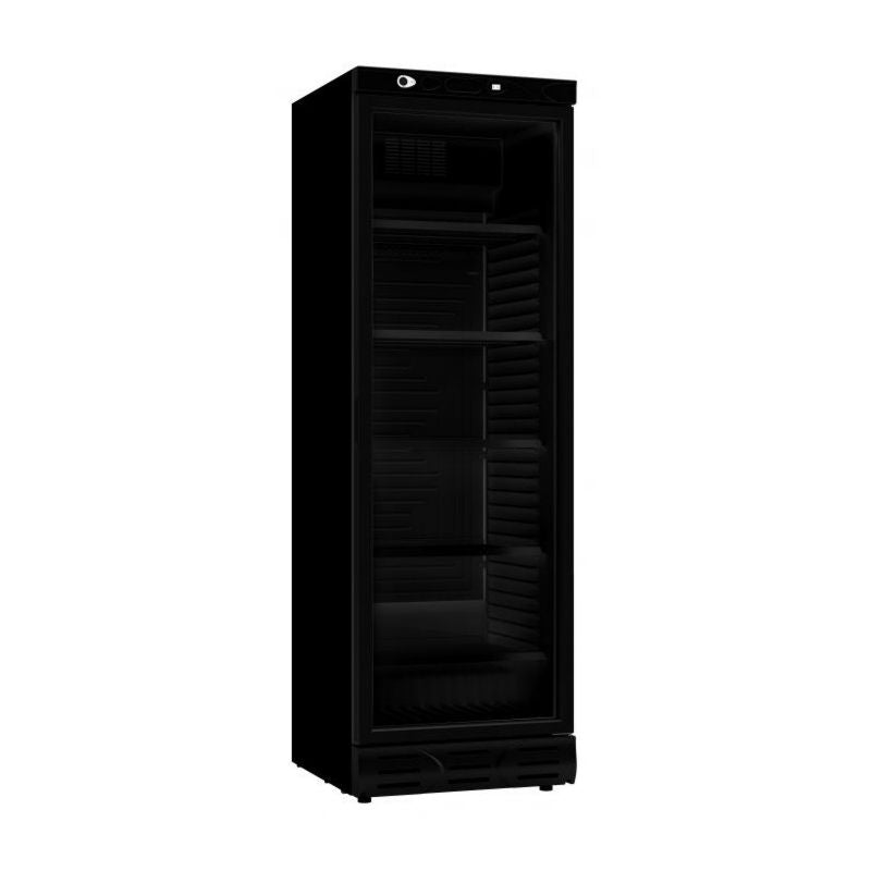 Kühlschrank Getränkekühlschrank schmal mit Glastür, Schwarz & Weiß, 382 L Volumen, 382 Liter Fassungsvermögen