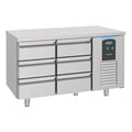 Kühltisch 6 Schubladen, Energy Line, Edelstahl, Umluftkühlung, automatische Abtauung, 281 L Volumen, 0,213 kW Leistung