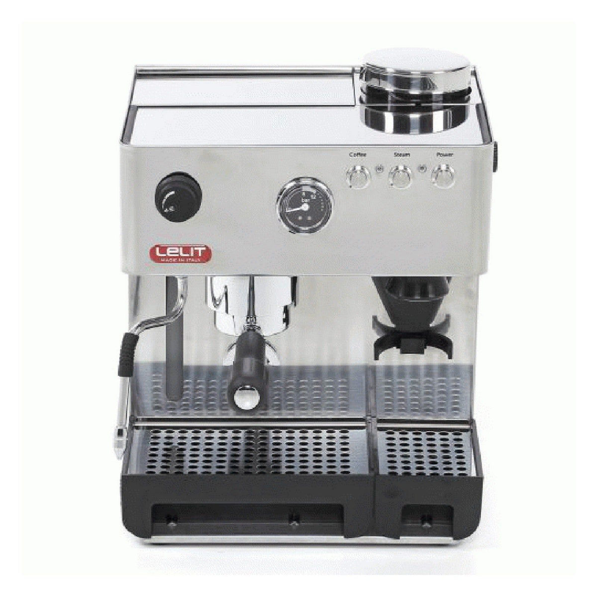 Lelit Siebträger-Espressomaschine Anita PL042EMI – mit Mühle in Edelstahlausführung Chrom / Inox, 2,5 Liter Wassertank