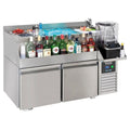 Kühltisch Cocktail-Bar-Kühltisch mit 2 Türen, Edelstahl, Umluftkühlung, automatische Abtauung, 180 L Volumen