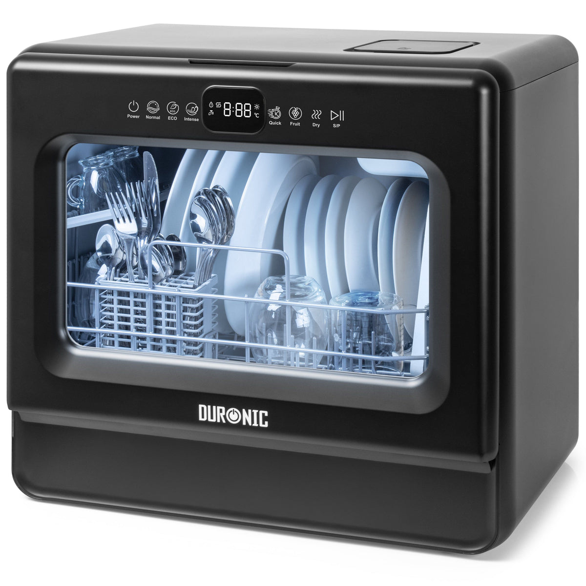 Duronic Geschirrspüler DW10 BK Spülmaschine, Mini bis 6 Personen, Tischgeschirrspüler mit 5 Liter Tank, Minispülmaschine für Singles, 6 Programme