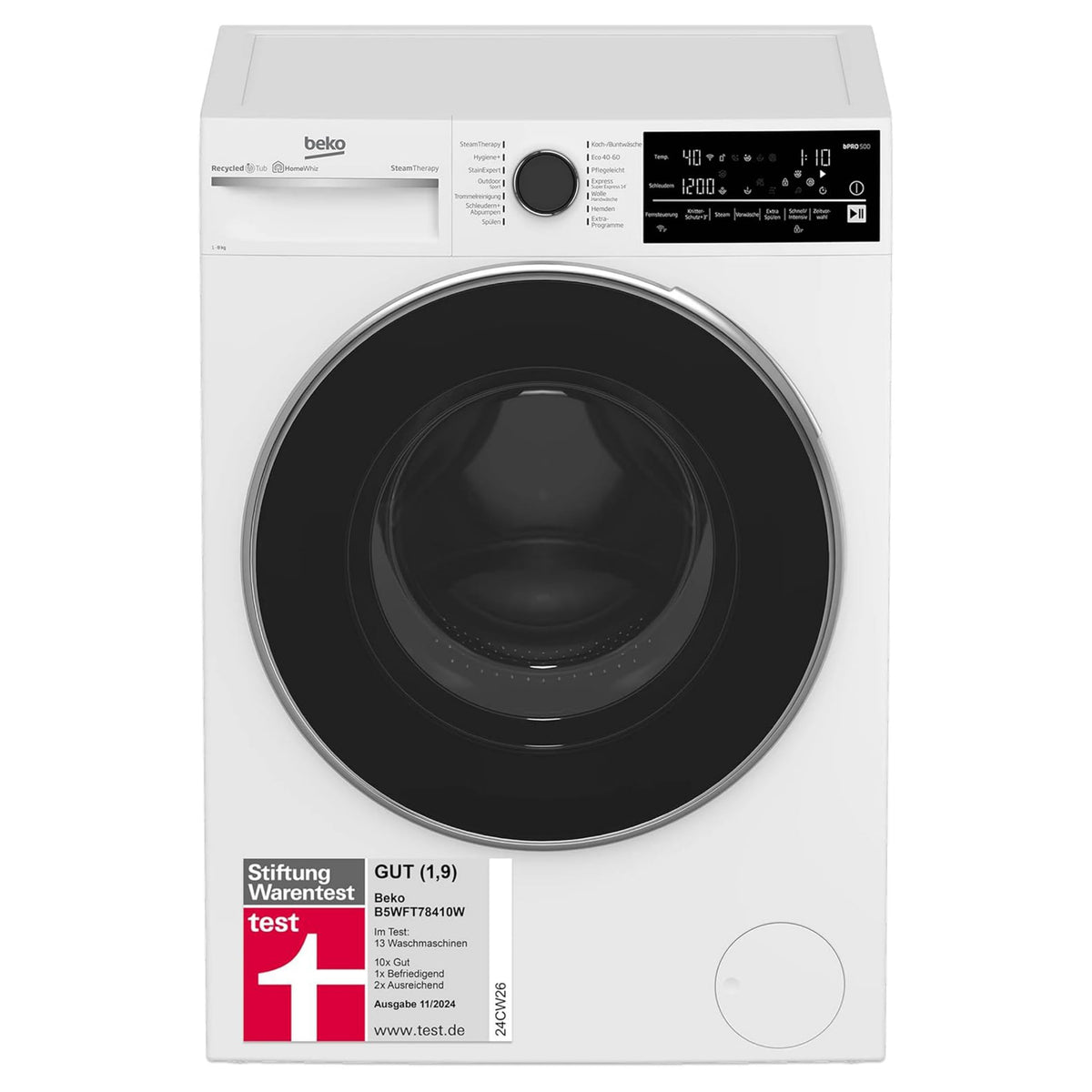 Beko Waschmaschine 8 kg, 1400 U/min, SteamCure Dampffunktion, AquaWave Schontrommel, StainExpert, Bluetooth, Fassungsvermögen: 8 kg