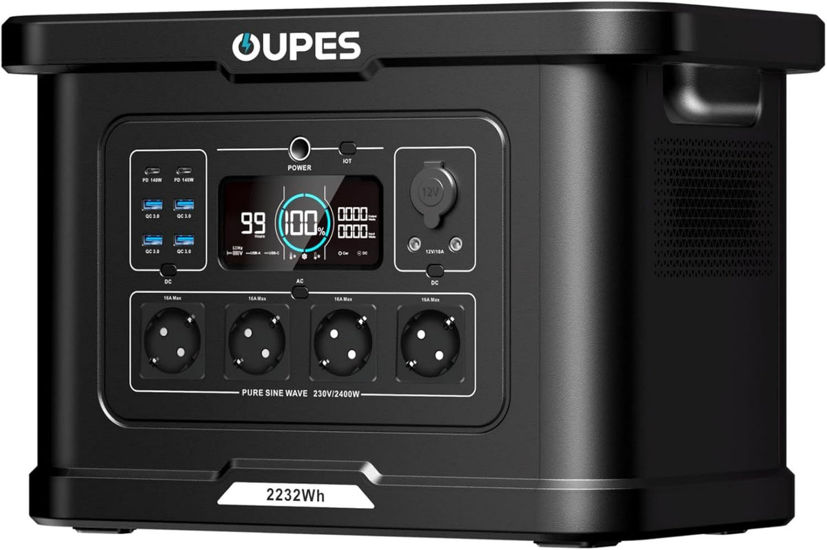 Gipfel Pfad Powerstation OUPES Exodus 2400 Tragbare 2400 W 2232Wh Solargenerator, Bluetooth, Kapazität 2232 Wh, Abmessungen 45 x 27 x 31 cm