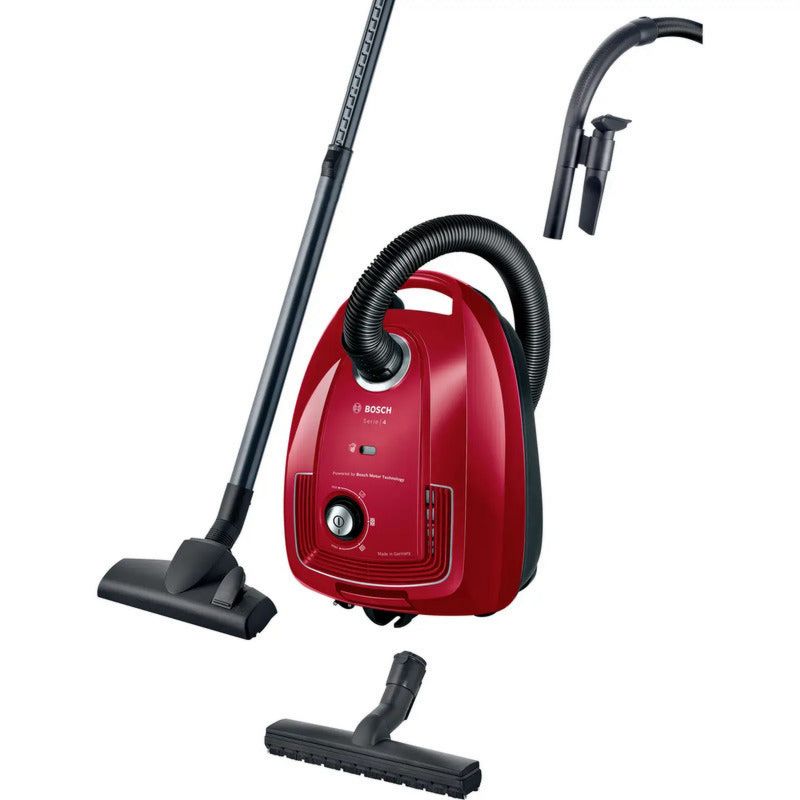 Bosch Staubsauger Beutel Serie 4 rot 600 W 4 l Staubkapazität 10 m Radius, Leistungsaufnahme max. 600, Abmessungen B x H x T 265 x 410 x 295 mm