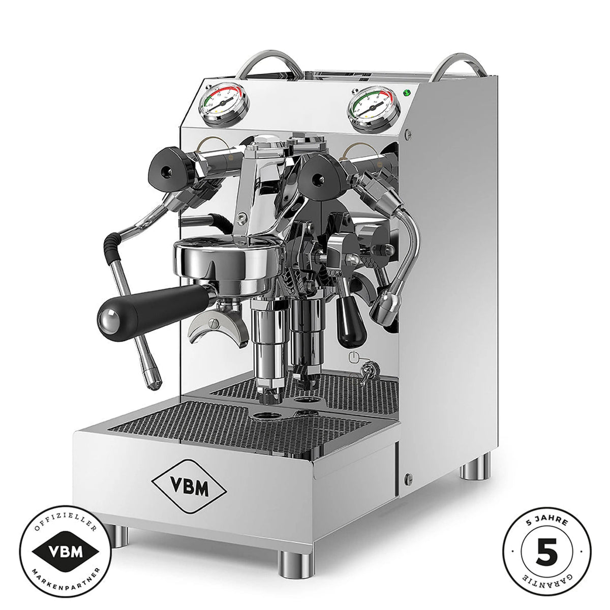 VBM Siebträger-Espressomaschine DOMOBAR Classic Junior HX – Zweikreiser Chrom / Inox