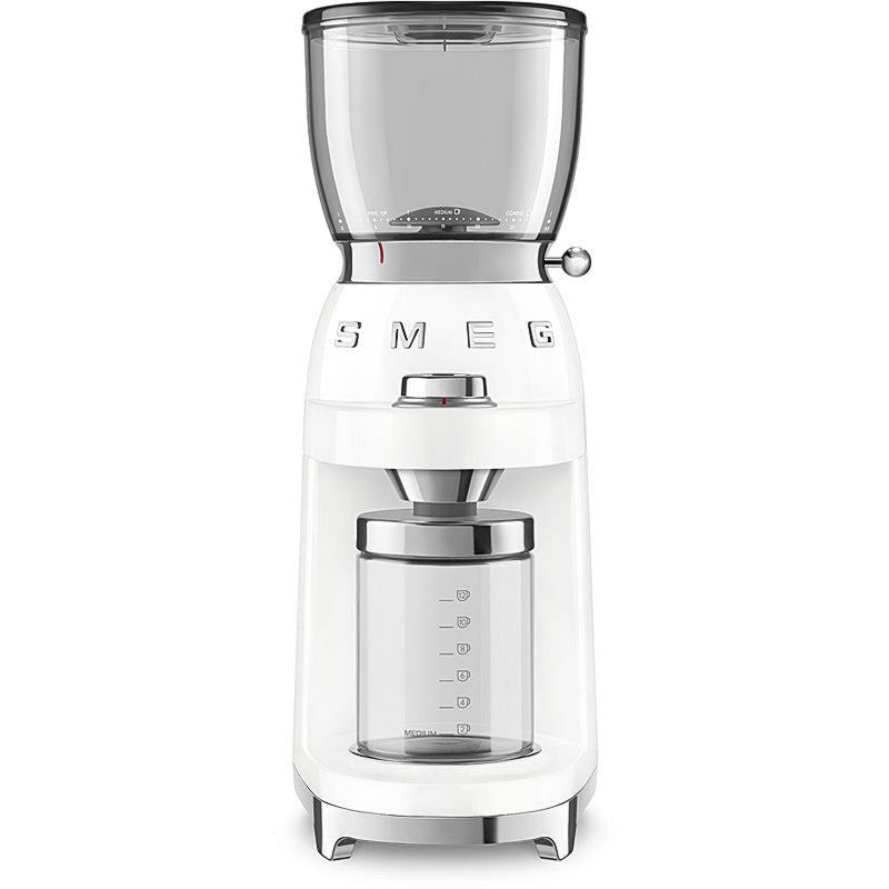 SMEG CGF01WHEU 50's Retro Style Kaffeemühle Weiß mit herausnehmbarem Edelstahl-Kegelmahlwerk