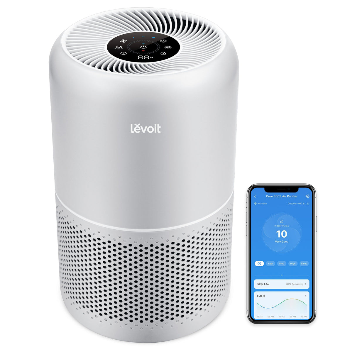 Levoit Core 300S Pro Smart-Luftreiniger mit HEPA-Filter und VortexAir 3.0 für Räume bis 50 m²