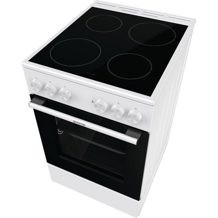 Gorenje GEC5A21WG Elektro-Standherd in Weiß mit 74-L-Backraum, Glaskeramik-Kochfeld und vier Kochstellen