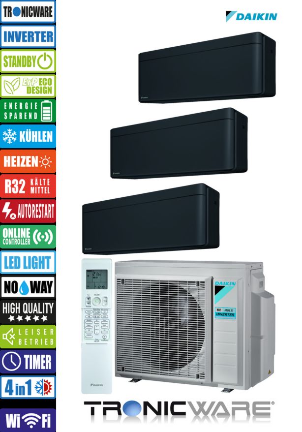 Daikin Stylish Multisplit-Klimaanlage mit 3 × FTXA25BB + 3MXM68A
