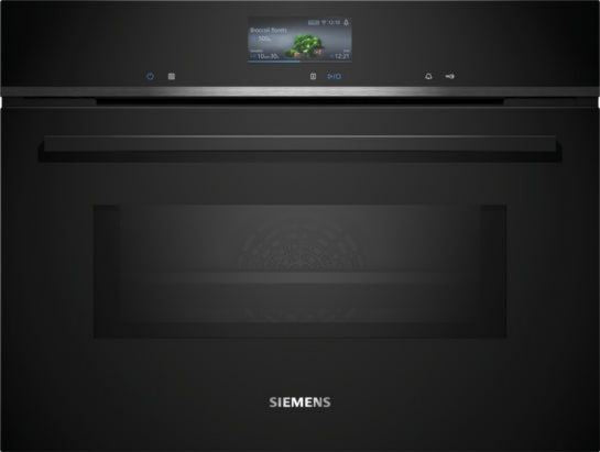 Siemens Backofen iQ700 Einbau-Kompaktbackofen mit Mikrowellenfunktion 60 x 45 cm Schwarz, Edelstahl CM776GKB1