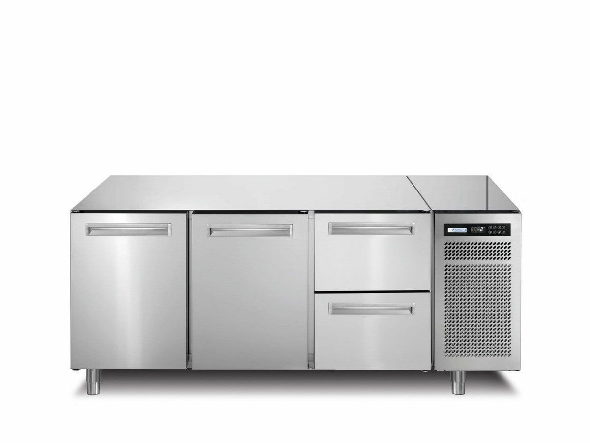 Kühltisch Tiefkühltisch 252 l GN 1/1 2 Türen 2 Schubladen, Umluftkühlung, 252 L Volumen, Edelstahl