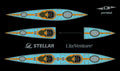 STELLAR Lightweight Kajak ST19 Mod teilbar-Multisport Layup Carbon/Kevlar-Tandem & Solo Kajak-Teal/Orange/Sichtcarbon mit Taschen-Set +445€