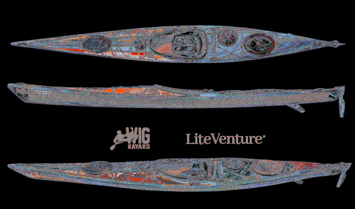 WIG Kayaks Seekajak Mira 520 Seekajak-Carbon/Kevlar Layup-Grey/Orange Sichtcarbon mit Skeg