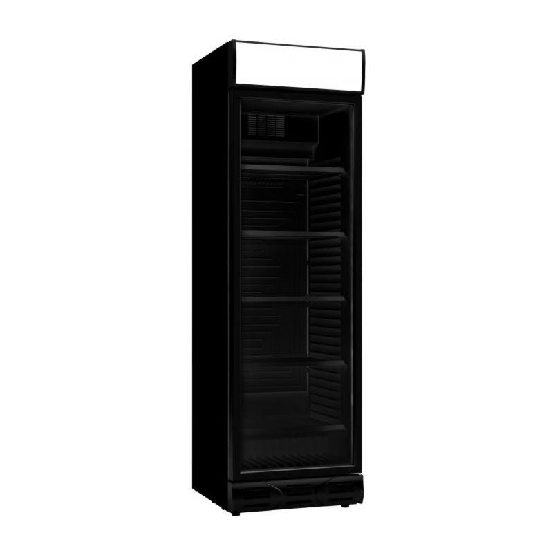 Kühlschrank Glastürkühlschrank schmal 1 Tür, Schwarz Scharnieren Links, 0,36 kW Leistung, Maße: 595 x 650 x 2000 mm B x T x H