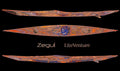 Zegul Kajak Greenland T-Carbon/Kevlar Layup-Orange/Blau mit Sichtcarbon