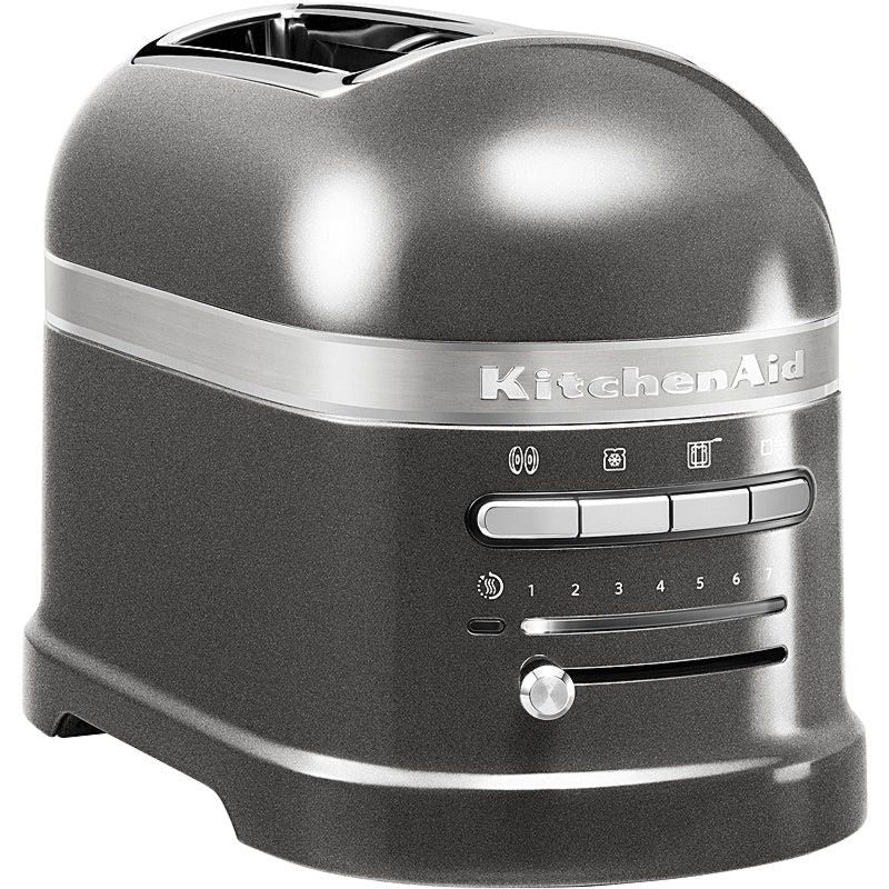 KitchenAid Toaster Artisan 2 Scheiben – Medaillon Silber 5KMT2204EMS mit Sandwichzange, Edelstahl