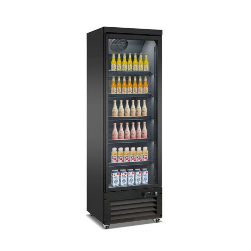 Kühlvitrine Kühlregal mit 1 Glastür, Schwarz, Umluftkühlung, 450 L Volumen, 450 Liter Fassungsvermögen