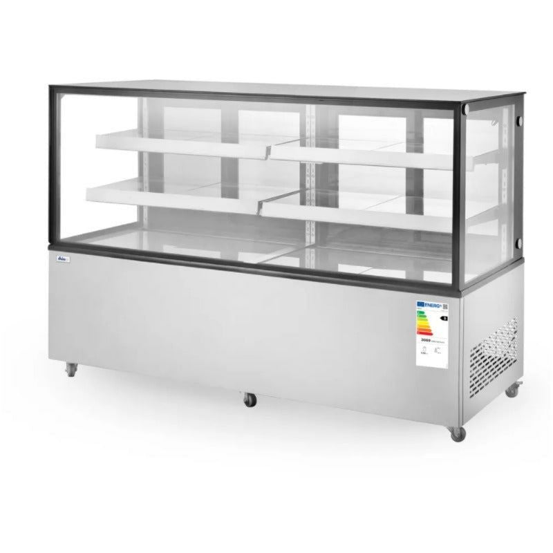 Kühlvitrine 2 Regalen, 610 Liter, Edelstahl, Abmessungen: 1824x677x H 1230 mm